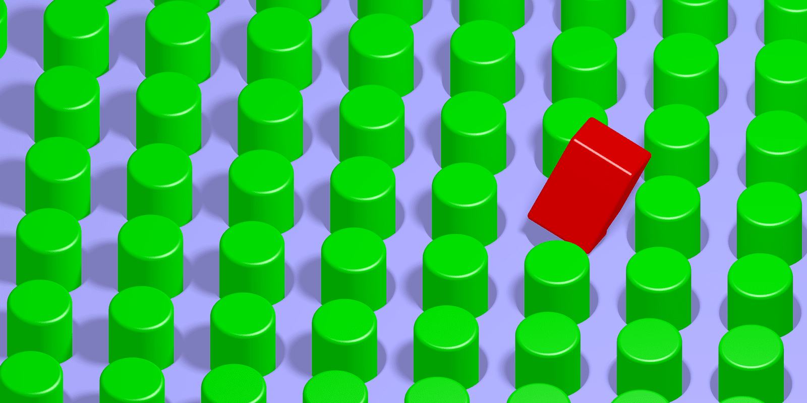 Photo of rectangle peg in a group of cylinders